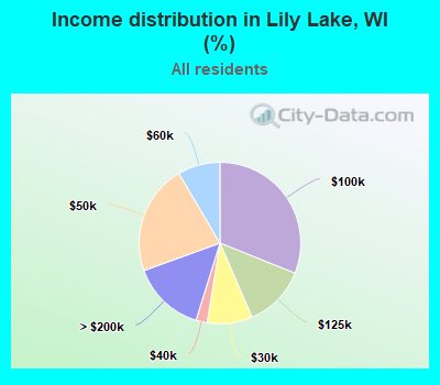 Income distribution in Lily Lake, WI (%)