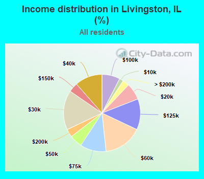 Income distribution in Livingston, IL (%)