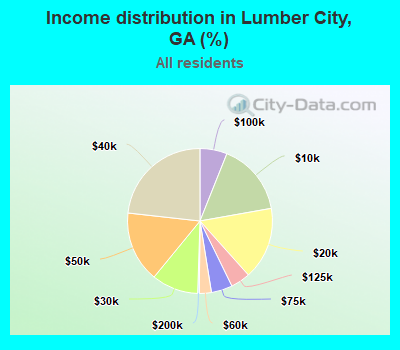 Income distribution in Lumber City, GA (%)