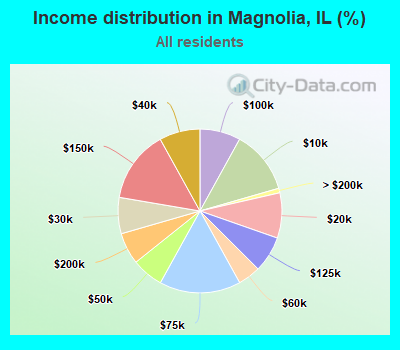 Income distribution in Magnolia, IL (%)