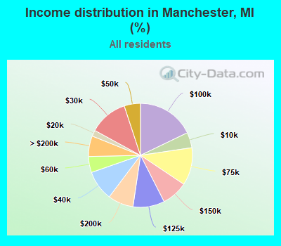Income distribution in Manchester, MI (%)