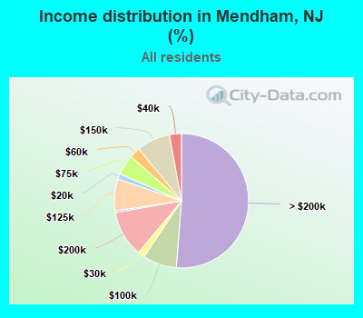 Income distribution in Mendham, NJ (%)