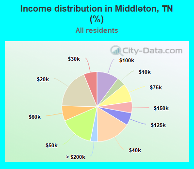 Income distribution in Middleton, TN (%)