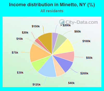 Income distribution in Minetto, NY (%)