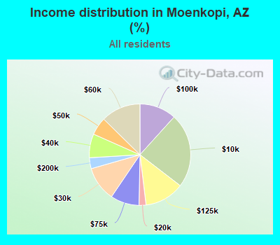 Income distribution in Moenkopi, AZ (%)
