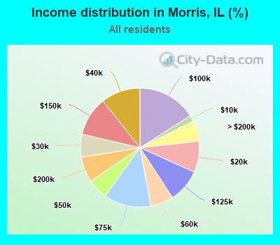 Income distribution in Morris, IL (%)