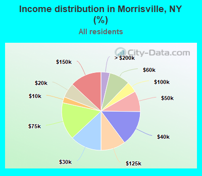 Income distribution in Morrisville, NY (%)