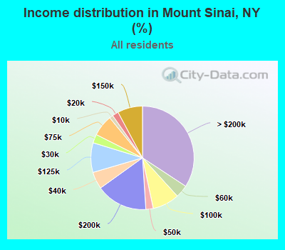 Income distribution in Mount Sinai, NY (%)