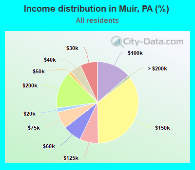 Income distribution in Muir, PA (%)