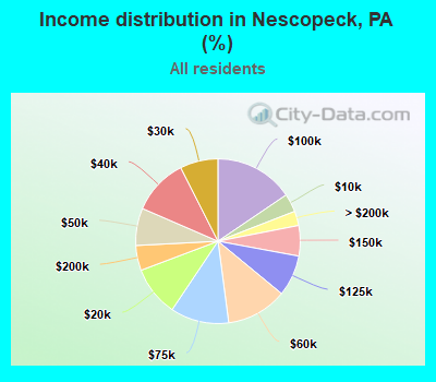 Income distribution in Nescopeck, PA (%)