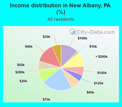 Income distribution in New Albany, PA (%)