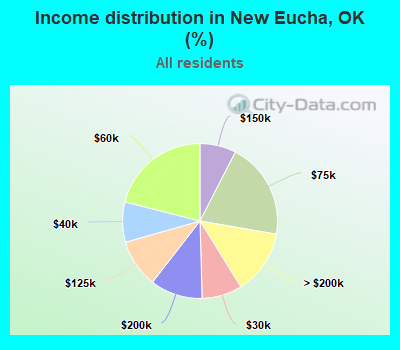 Income distribution in New Eucha, OK (%)