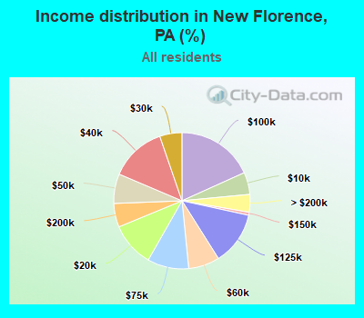 Income distribution in New Florence, PA (%)