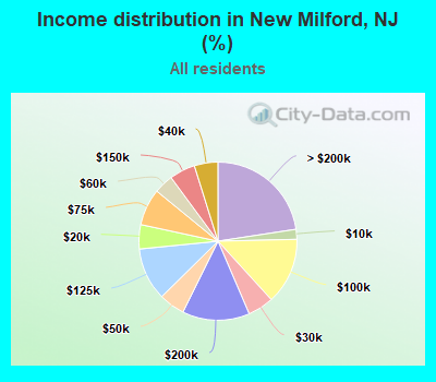 Income distribution in New Milford, NJ (%)