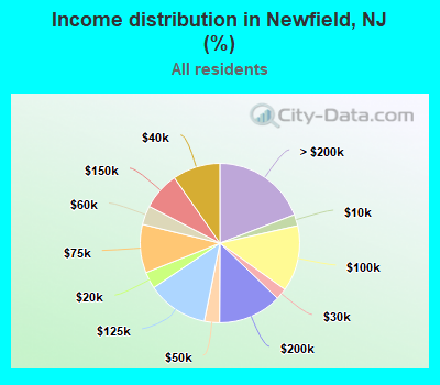 Income distribution in Newfield, NJ (%)
