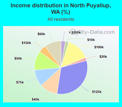 Income distribution in North Puyallup, WA (%)