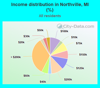 Income distribution in Northville, MI (%)