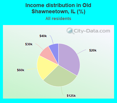 Income distribution in Old Shawneetown, IL (%)