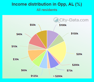 Income distribution in Opp, AL (%)
