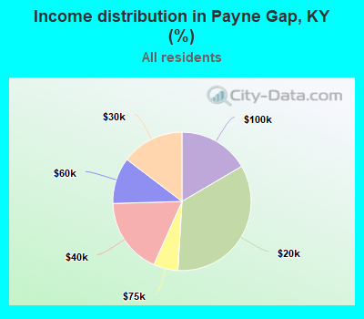 Income distribution in Payne Gap, KY (%)