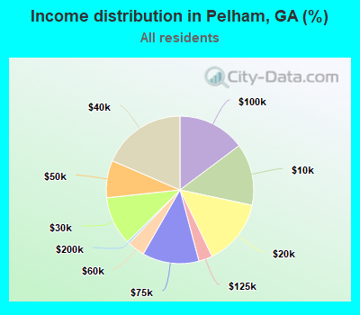 Income distribution in Pelham, GA (%)