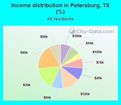 Income distribution in Petersburg, TX (%)