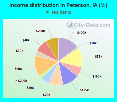 Income distribution in Peterson, IA (%)