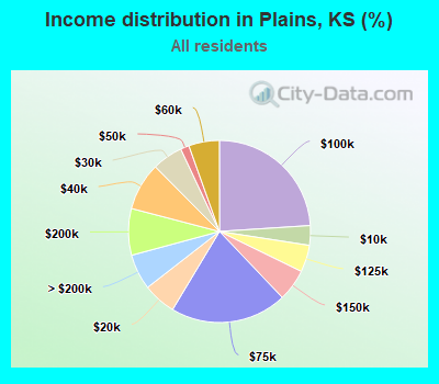 Income distribution in Plains, KS (%)