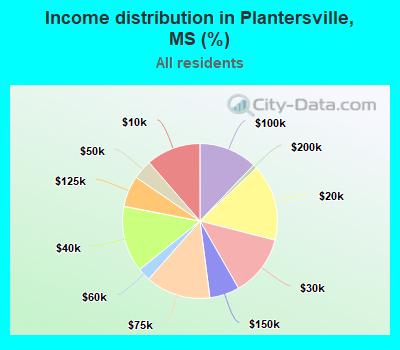 Income distribution in Plantersville, MS (%)