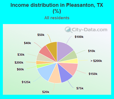 Income distribution in Pleasanton, TX (%)