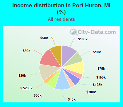 Income distribution in Port Huron, MI (%)