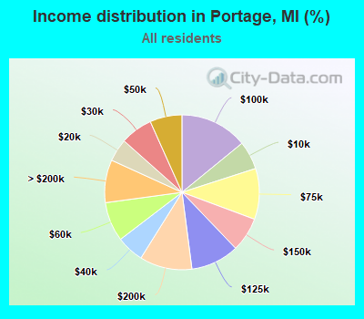 Income distribution in Portage, MI (%)