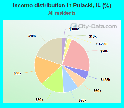 Income distribution in Pulaski, IL (%)