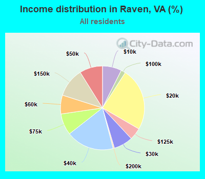 Income distribution in Raven, VA (%)