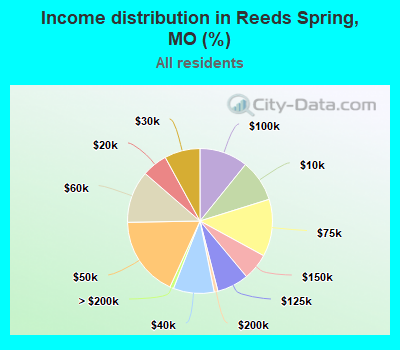 Income distribution in Reeds Spring, MO (%)