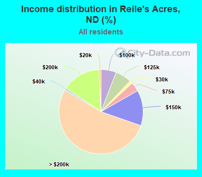 Income distribution in Reile's Acres, ND (%)
