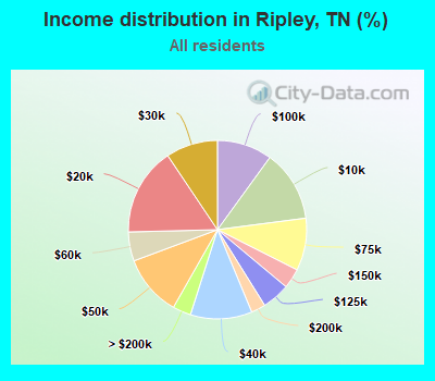 Income distribution in Ripley, TN (%)