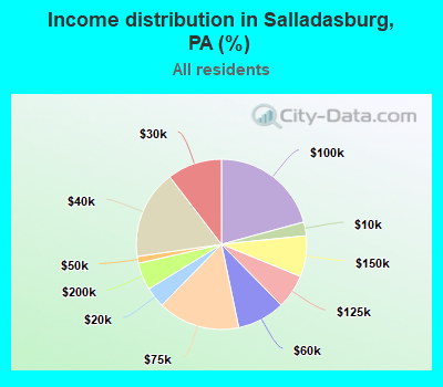 Income distribution in Salladasburg, PA (%)