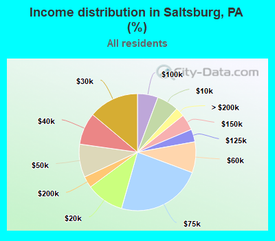 Income distribution in Saltsburg, PA (%)