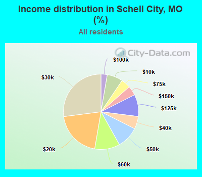 Income distribution in Schell City, MO (%)