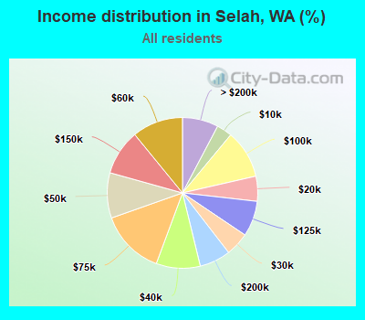 Income distribution in Selah, WA (%)