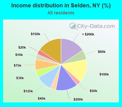 Income distribution in Selden, NY (%)