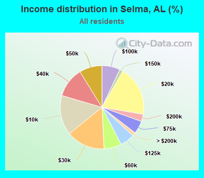 Income distribution in Selma, AL (%)