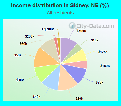 Income distribution in Sidney, NE (%)