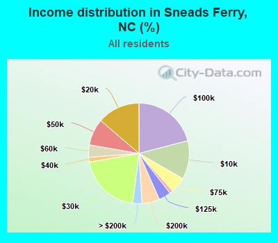 Income distribution in Sneads Ferry, NC (%)