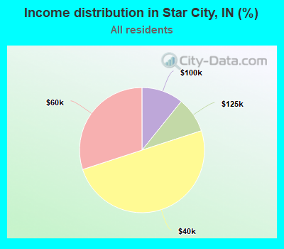 Income distribution in Star City, IN (%)