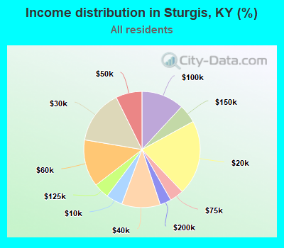 Income distribution in Sturgis, KY (%)