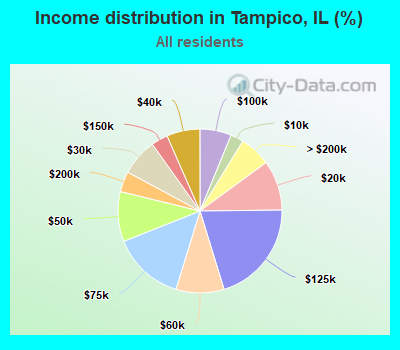 Income distribution in Tampico, IL (%)