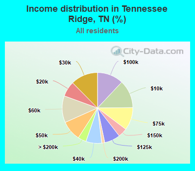 Income distribution in Tennessee Ridge, TN (%)