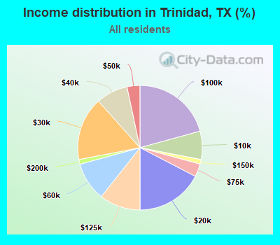 Income distribution in Trinidad, TX (%)